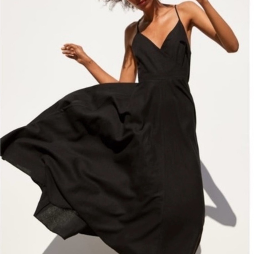 Zara Elegant Black Wrap Midi/Maxi Dress